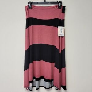 Lularoe Azure stripe A-line Skirt pink black M